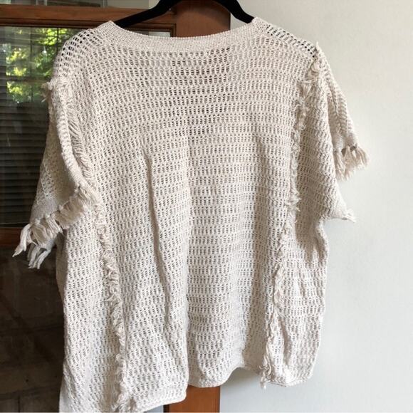 Madewell | Soft Boxy Knit Cream Fringe  Top Size S - Picture 7 of 7